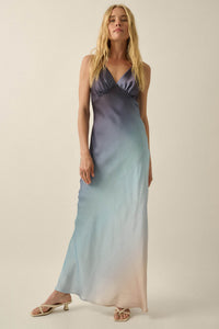 Afterglow Ombre Satin Bias-Cut Maxi Slip Dress - ShopPromesa