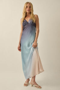 Afterglow Ombre Satin Bias-Cut Maxi Slip Dress - ShopPromesa