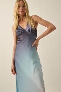 Afterglow Ombre Satin Bias-Cut Maxi Slip Dress - ShopPromesa