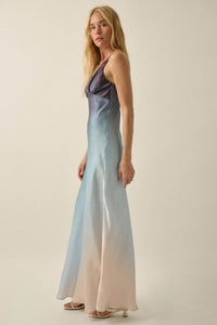 Afterglow Ombre Satin Bias-Cut Maxi Slip Dress - ShopPromesa