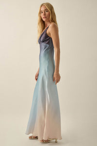 Afterglow Ombre Satin Bias-Cut Maxi Slip Dress - ShopPromesa