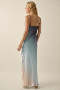 Afterglow Ombre Satin Bias-Cut Maxi Slip Dress - ShopPromesa