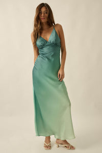 Afterglow Ombre Satin Bias-Cut Maxi Slip Dress - ShopPromesa