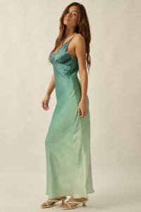 Afterglow Ombre Satin Bias-Cut Maxi Slip Dress - ShopPromesa