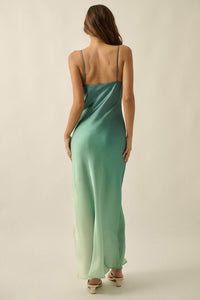 Afterglow Ombre Satin Bias-Cut Maxi Slip Dress - ShopPromesa