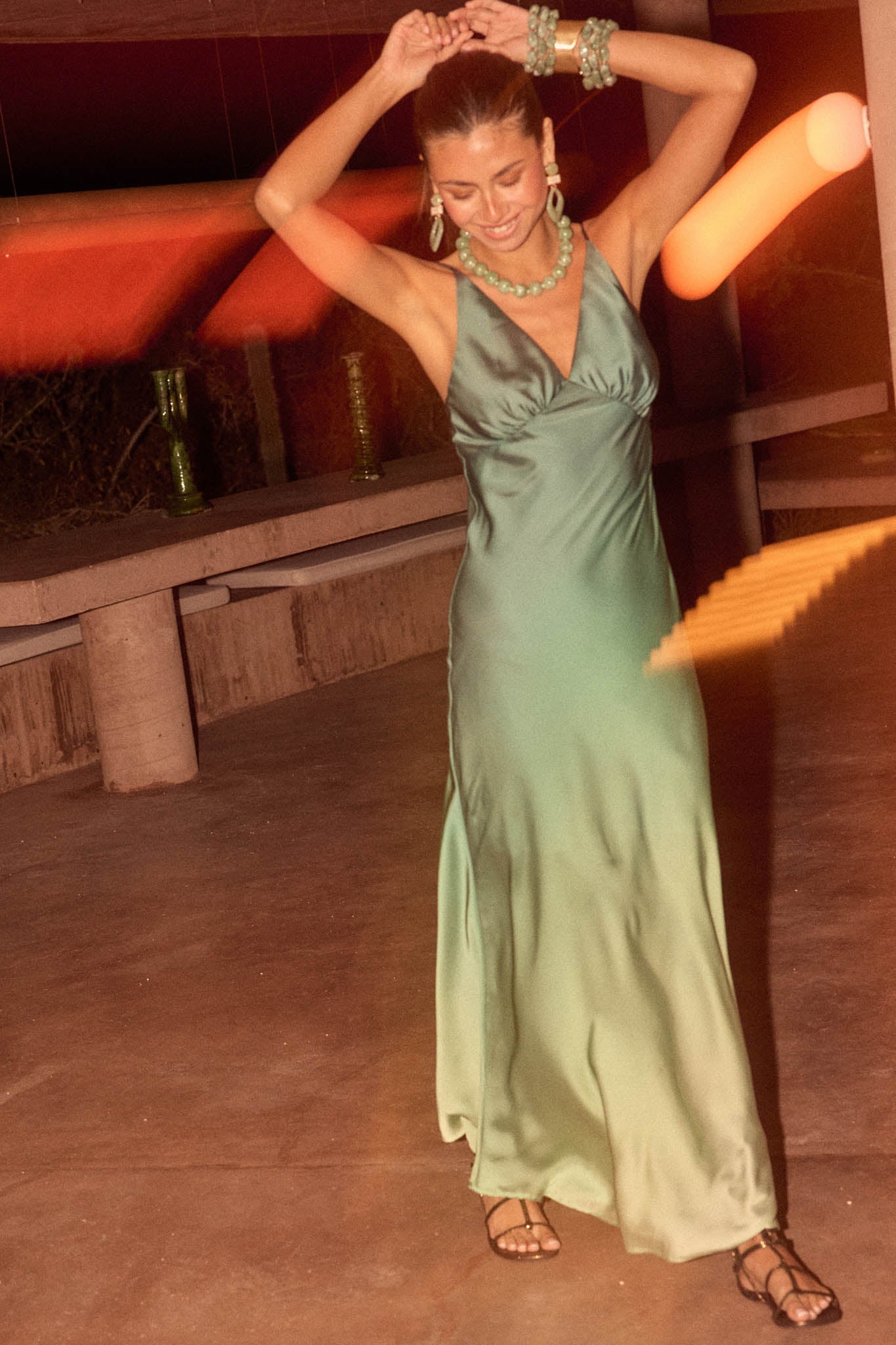 Afterglow Ombre Satin Bias-Cut Maxi Slip Dress - ShopPromesa
