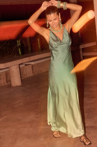 Afterglow Ombre Satin Bias-Cut Maxi Slip Dress - ShopPromesa