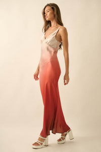 Afterglow Ombre Satin Bias-Cut Maxi Slip Dress - ShopPromesa
