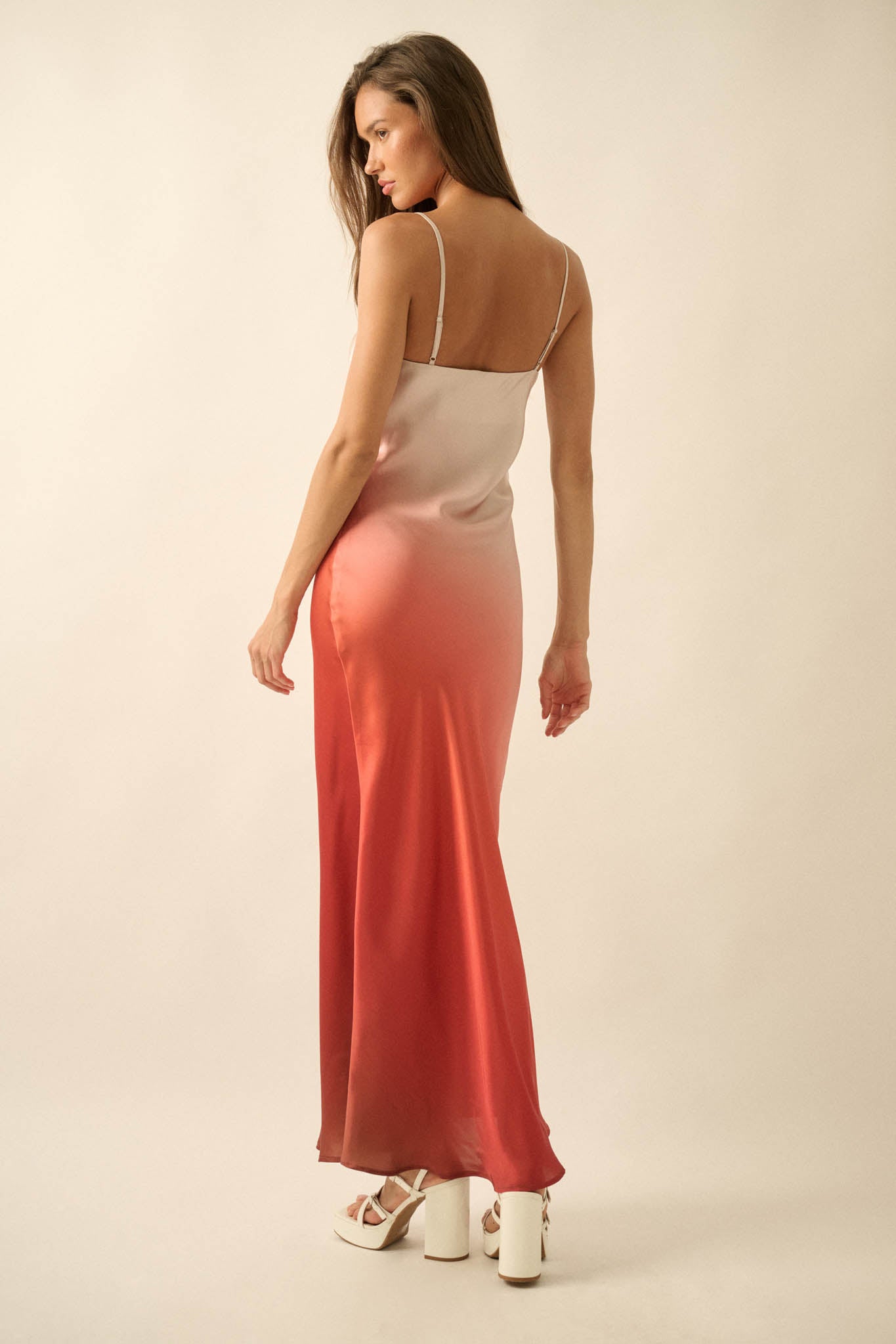 Afterglow Ombre Satin Bias-Cut Maxi Slip Dress - ShopPromesa
