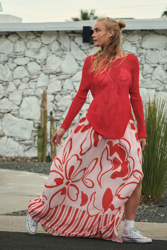 Tropical Blooms Abstract-Floral Halter Maxi Dress - ShopPromesa