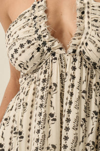 Growing My Way Floral-Stripe Crepe Halter Maxi Dress - ShopPromesa