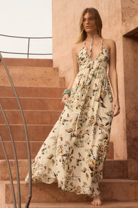 Linda Flora Floral Tie-Back Halter Maxi Dress - ShopPromesa