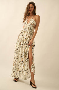 Linda Flora Floral Tie-Back Halter Maxi Dress - ShopPromesa
