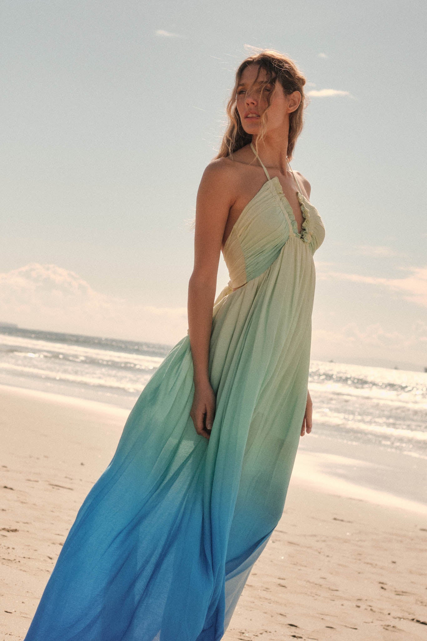 Shades of Summer Ombre Tie-Back Halter Maxi Dress - ShopPromesa
