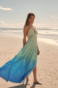 Shades of Summer Ombre Tie-Back Halter Maxi Dress - ShopPromesa