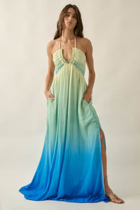 Shades of Summer Ombre Tie-Back Halter Maxi Dress - ShopPromesa