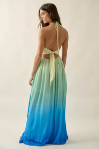 Shades of Summer Ombre Tie-Back Halter Maxi Dress - ShopPromesa