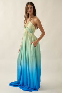Shades of Summer Ombre Tie-Back Halter Maxi Dress - ShopPromesa