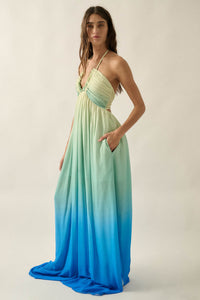 Shades of Summer Ombre Tie-Back Halter Maxi Dress - ShopPromesa