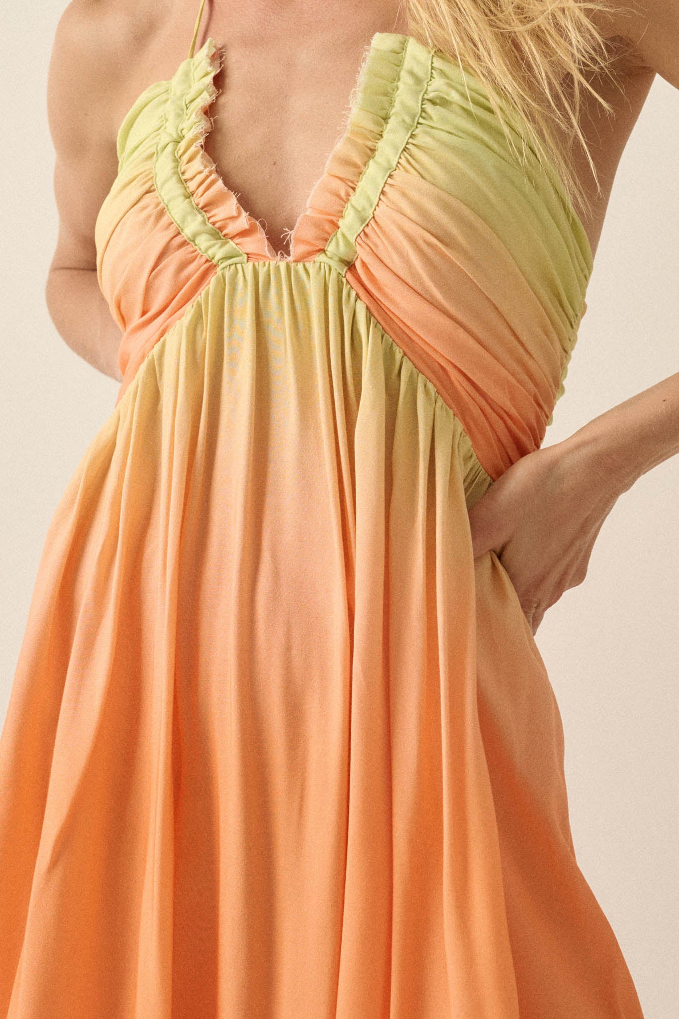 Shades of Summer Ombre Tie-Back Halter Maxi Dress - ShopPromesa