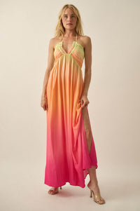 Shades of Summer Ombre Tie-Back Halter Maxi Dress - ShopPromesa