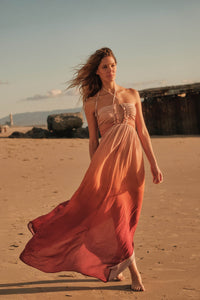 Shades of Summer Ombre Tie-Back Halter Maxi Dress - ShopPromesa