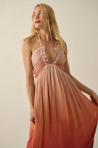 Shades of Summer Ombre Tie-Back Halter Maxi Dress - ShopPromesa