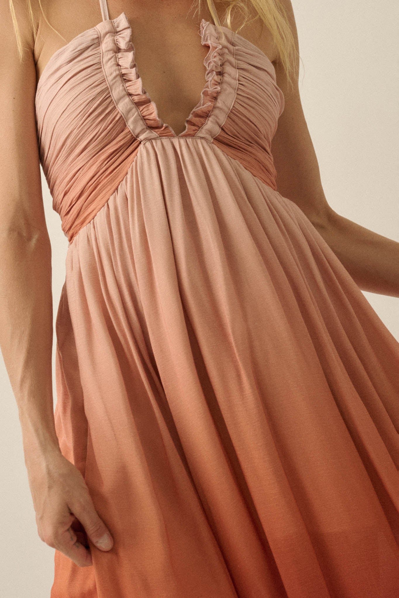 Shades of Summer Ombre Tie-Back Halter Maxi Dress - ShopPromesa