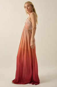 Shades of Summer Ombre Tie-Back Halter Maxi Dress - ShopPromesa