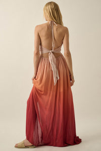 Shades of Summer Ombre Tie-Back Halter Maxi Dress - ShopPromesa