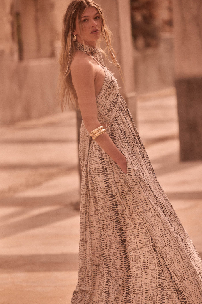 Just Wander Abstract-Print Tie-Back Halter Maxi Dress - ShopPromesa