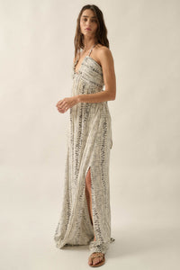 Just Wander Abstract-Print Tie-Back Halter Maxi Dress - ShopPromesa