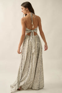 Just Wander Abstract-Print Tie-Back Halter Maxi Dress - ShopPromesa