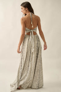 Just Wander Abstract-Print Tie-Back Halter Maxi Dress - ShopPromesa