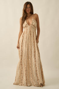 Just Wander Abstract-Print Tie-Back Halter Maxi Dress - ShopPromesa