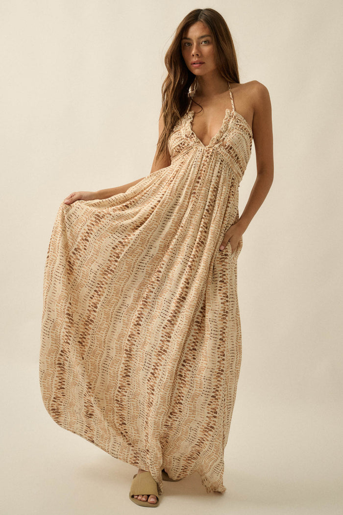 Just Wander Abstract-Print Tie-Back Halter Maxi Dress - ShopPromesa