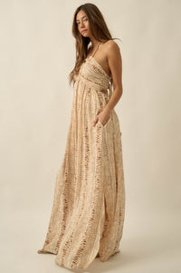 Just Wander Abstract-Print Tie-Back Halter Maxi Dress - ShopPromesa