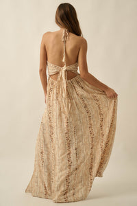 Just Wander Abstract-Print Tie-Back Halter Maxi Dress - ShopPromesa