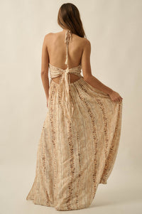 Just Wander Abstract-Print Tie-Back Halter Maxi Dress - ShopPromesa