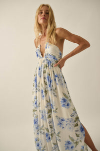 Blooming Elegance Floral Tie-Back Halter Maxi Dress - ShopPromesa