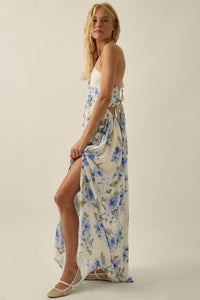 Blooming Elegance Floral Tie-Back Halter Maxi Dress - ShopPromesa