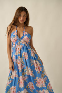 Blooming Elegance Floral Tie-Back Halter Maxi Dress - ShopPromesa