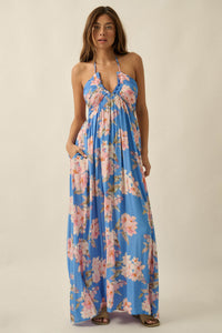 Blooming Elegance Floral Tie-Back Halter Maxi Dress - ShopPromesa