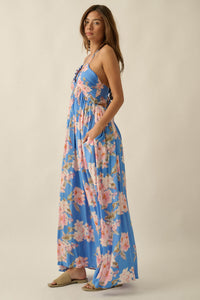 Blooming Elegance Floral Tie-Back Halter Maxi Dress - ShopPromesa
