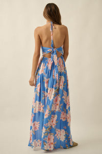 Blooming Elegance Floral Tie-Back Halter Maxi Dress - ShopPromesa