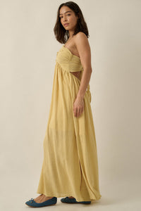 Forever Free Cotton Gauze Tie-Back Halter Maxi Dress - ShopPromesa