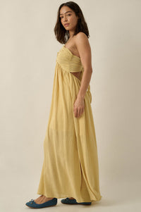 Forever Free Cotton Gauze Tie-Back Halter Maxi Dress - ShopPromesa