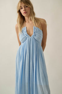 Forever Free Cotton Gauze Tie-Back Halter Maxi Dress - ShopPromesa
