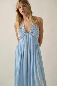 Forever Free Cotton Gauze Tie-Back Halter Maxi Dress - ShopPromesa