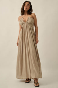 Forever Free Cotton Gauze Tie-Back Halter Maxi Dress - ShopPromesa